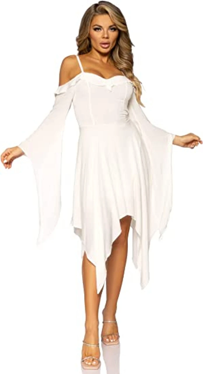 Cotton Gauze Bell Sleeved Peasant Dress Ivory | Medieval | Womens Costumes 1 Cotton Gauze Bell Sleeved Peasant Dress Ivory | Medieval | Womens Costumes