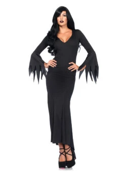 Floor Length Gothic Witch Dress Morticia Inspired Costume | Addams Family | Womens Costumes