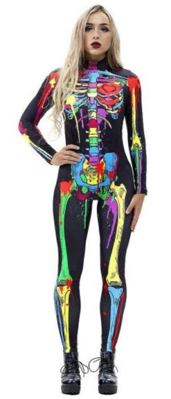 Neon Paint Splatter Skeleton Costume | Halloween | Womens Costumes