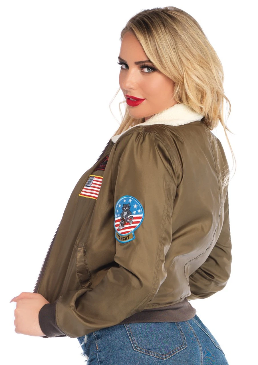 Top Gun Licensed Womens Bomber Jacket | Top Gun | Womens Costumes 2 Top Gun Licensed Womens Bomber Jacket | Top Gun | Womens Costumes - Image 2