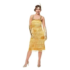 Roaring 20s Gold Flapper Dress Gatsby Costume | 1920s | Womens Costumes