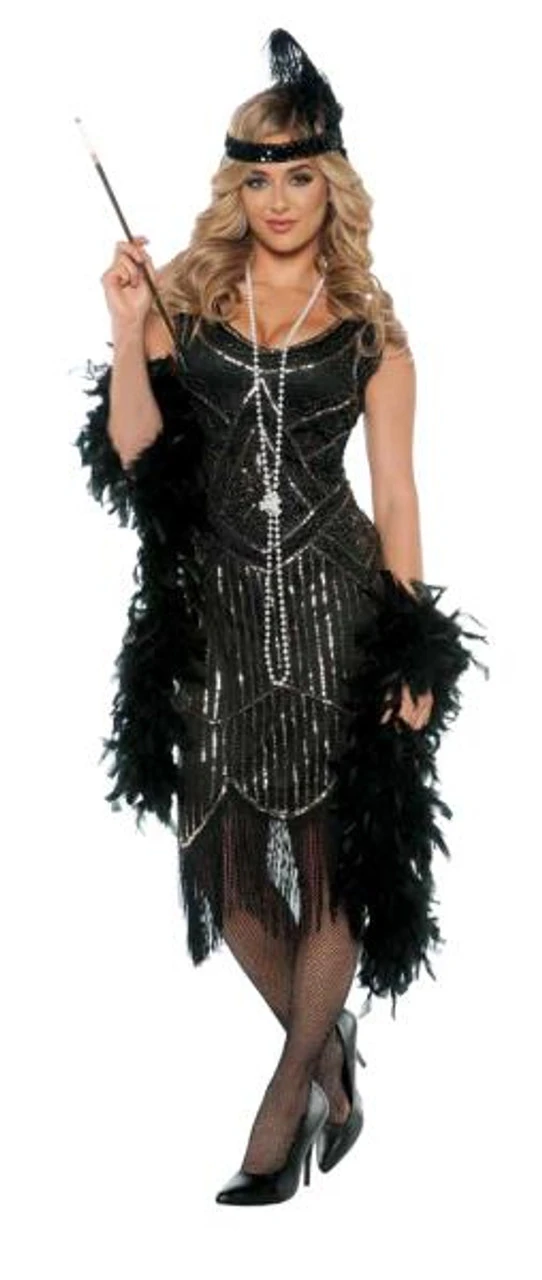 20s Gatsby Girl Black Beaded Flapper Costume | 1920s | Womens Costumes 1 20s Gatsby Girl Black Beaded Flapper Costume | 1920s | Womens Costumes