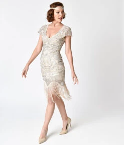 20s Arurore Ivory Flapper Dress | 1920s | Womens Costumes