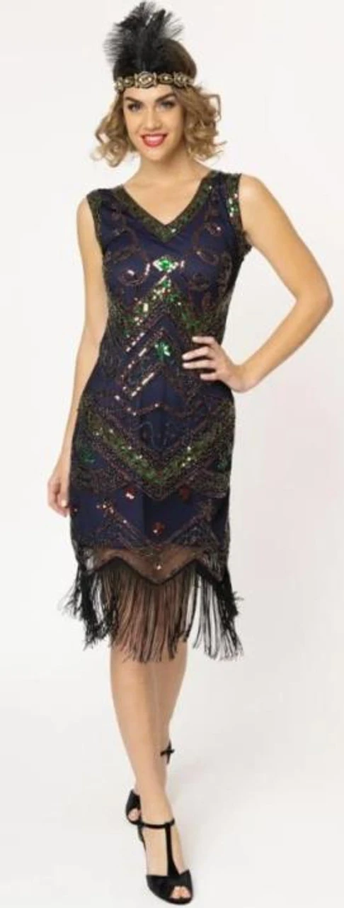 20s Fernande Navy Blue Flapper Dress | 1920s | Womens Costumes 1 20s Fernande Navy Blue Flapper Dress | 1920s | Womens Costumes