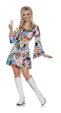 60s Swinging Sixties Multicolour GoGo Dress | 1960s | Womens Costumes