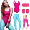 80s Pink And Blue Neon Workout Costume | 1980s | Womens Costumes