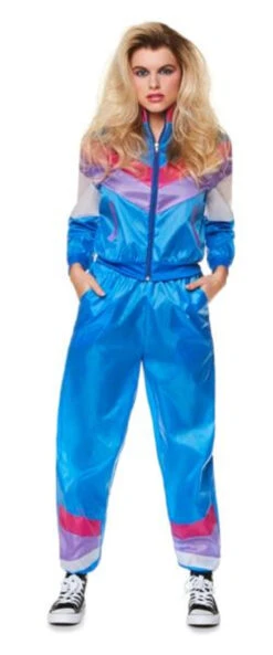 80s Blue Windbreaker Track Shell Suit Costume | 1980s | Womens Costumes