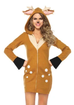 Cozy Fawn Fleece Hoodie Dress | Animals | Womens Costumes