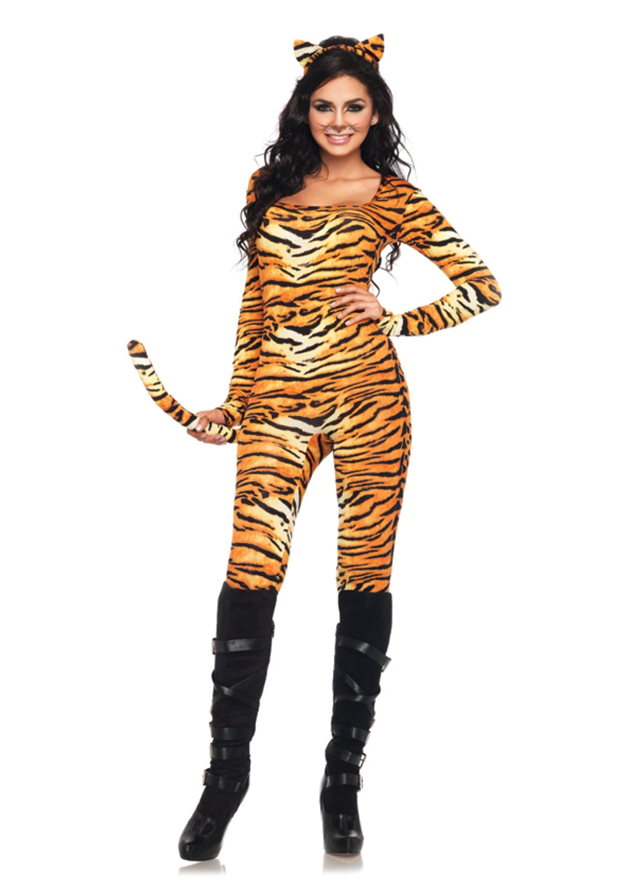 Wild Tigress Tiger Print Catsuit | Animals | Womens Costumes 1 Wild Tigress Tiger Print Catsuit | Animals | Womens Costumes