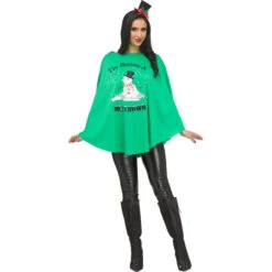 Green Meltdown Holiday Party Poncho | Christmas | Womens Costumes