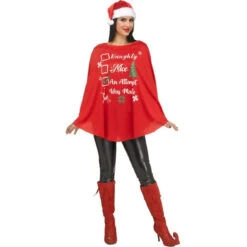 Red Naughty Holiday Party Poncho | Christmas | Womens Costumes
