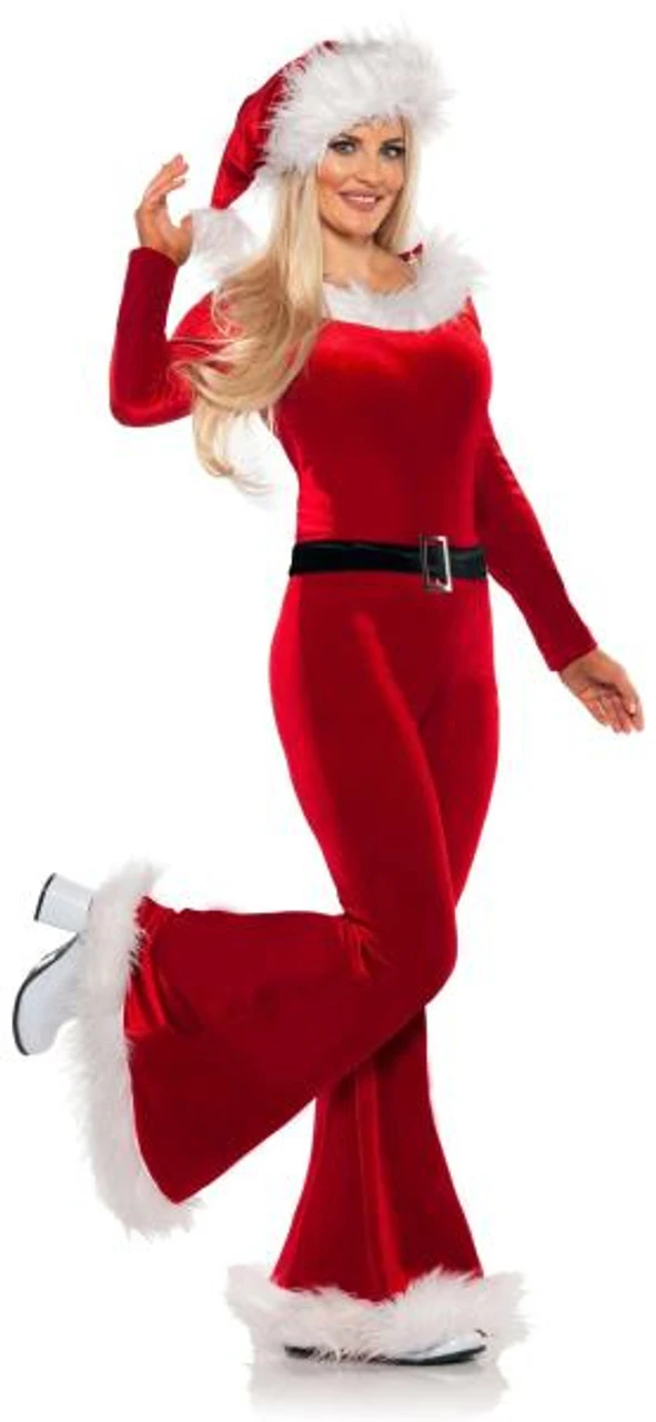 Mariah Carey Inspired Mrs Claus Naughty Flared Jumpsuit | Entertainer | Womens Costumes 1 Mariah Carey Inspired Mrs Claus Naughty Flared Jumpsuit | Entertainer | Womens Costumes