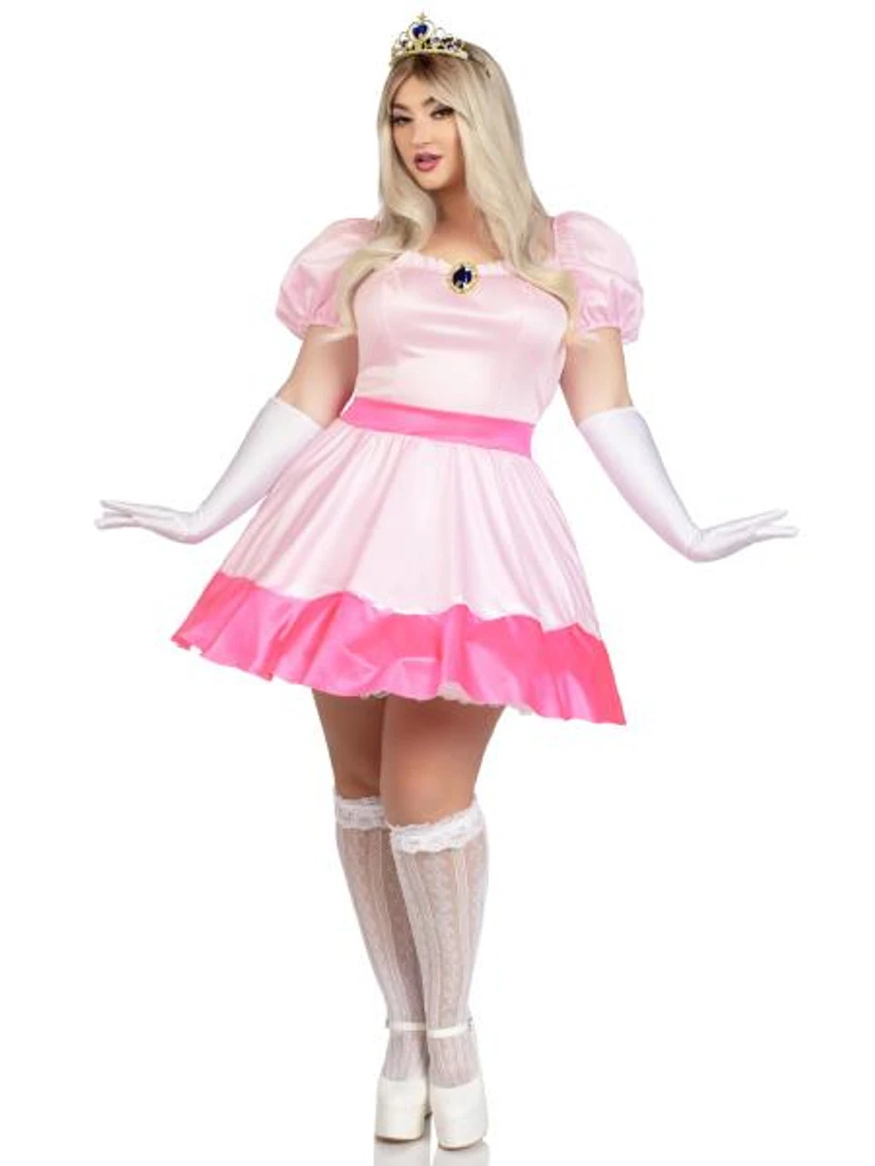 Pink Princess Peach Inspired Plus Size Costume | Super Mario Bros | Womens Costumes 1 Pink Princess Peach Inspired Plus Size Costume | Super Mario Bros | Womens Costumes