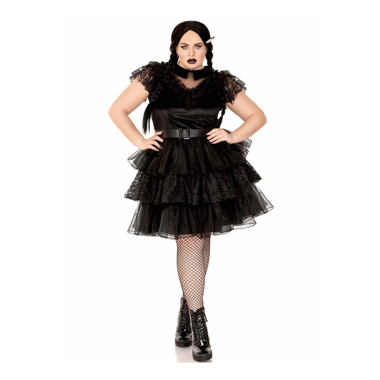 Raving Rebel Wednesday Addams Family Plus Size Costume | Addams Family | Womens Costumes 1 Raving Rebel Wednesday Addams Family Plus Size Costume | Addams Family | Womens Costumes
