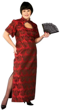 Asian Mandarin Collar Brocade Plus Size Costume | Around The World | Womens Costumes