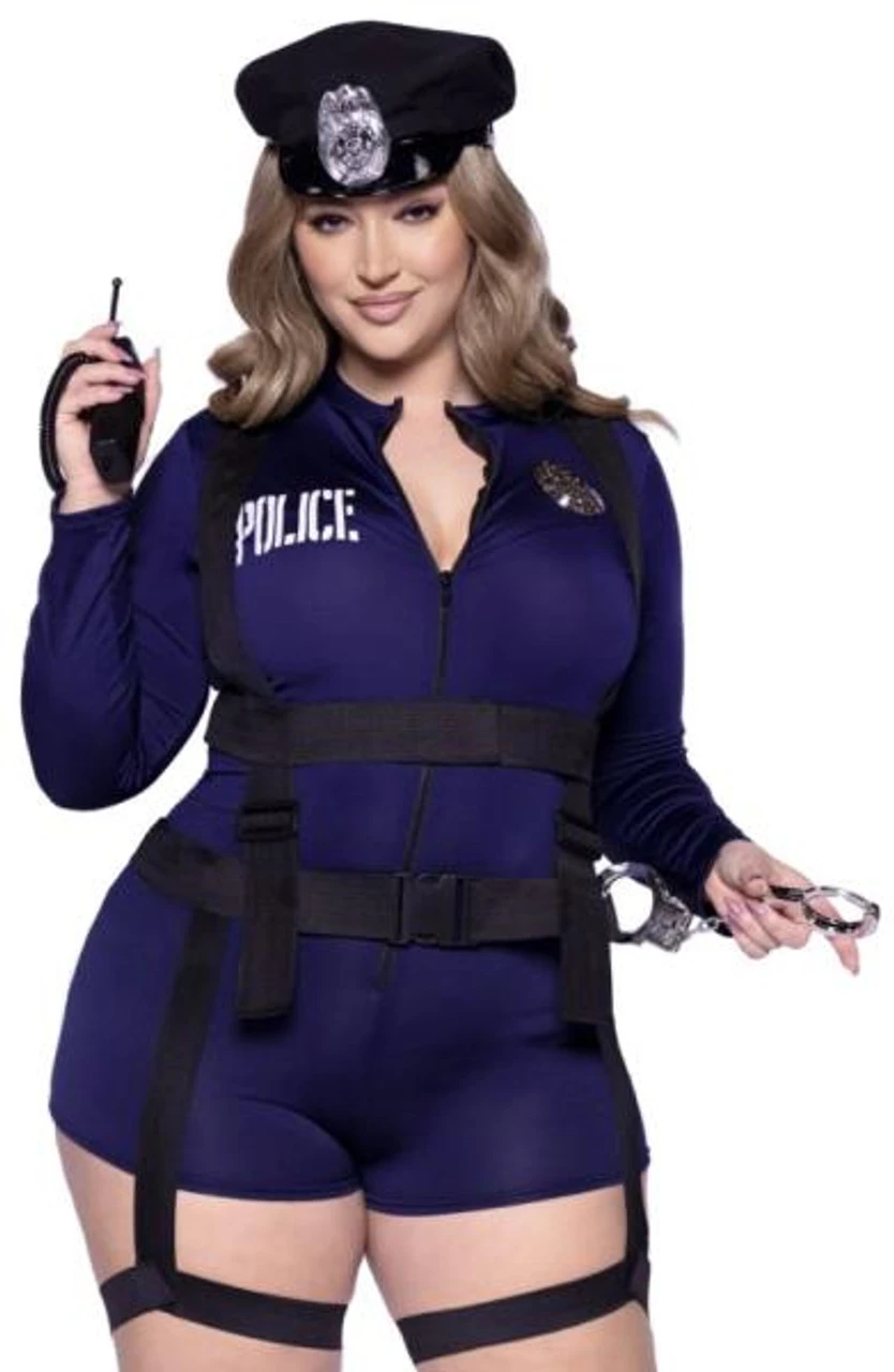 Handcuff Hottie Police Romper Plus Size Costume | Law Enforcement | Womens Costumes 1 Handcuff Hottie Police Romper Plus Size Costume | Law Enforcement | Womens Costumes