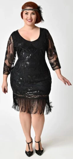 20s Margaux Black Plus Size Flapper Dress | 1920s | Womens Costumes