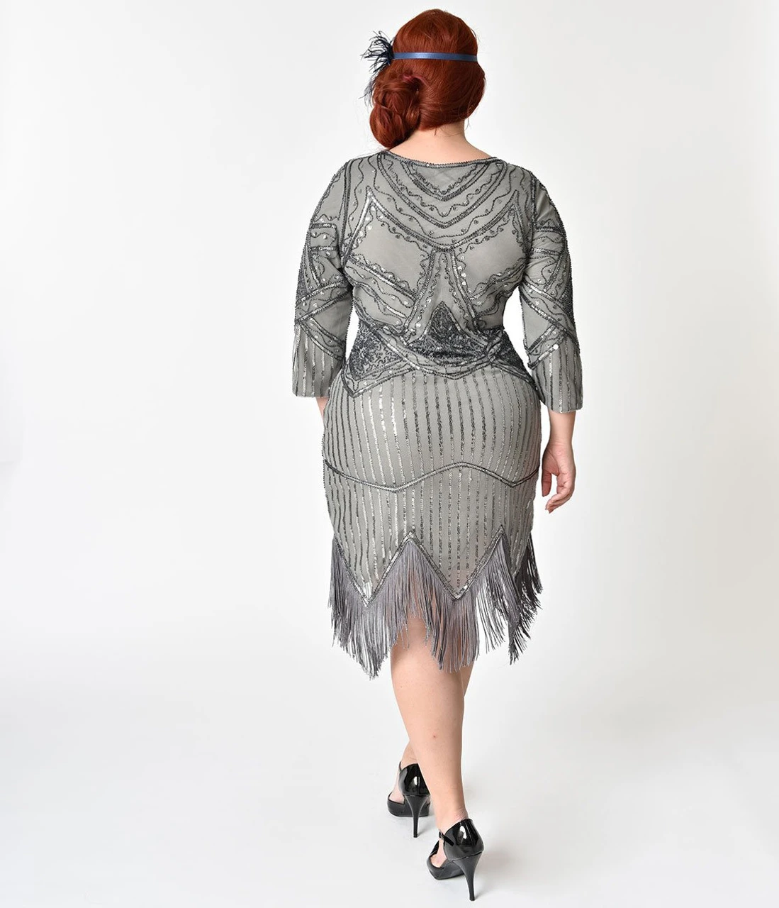 20s Noemie Silver Plus Size Flapper Dress | 1920s | Womens Costumes 2 20s Noemie Silver Plus Size Flapper Dress | 1920s | Womens Costumes - Image 2
