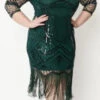 20s Therese Black Green Plus Size Flapper Dress | 1920s | Womens Costumes