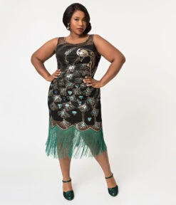 20s Antoinette Green Plus Size Dress | 1920s | Womens Costumes