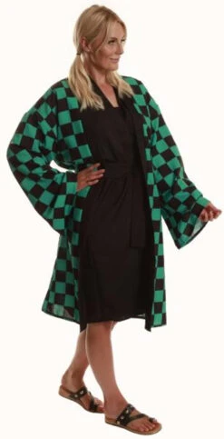 Anime Checkered Kimono Tanjiro Demon Slayer Costume | Demon Slayer | Mens Costumes