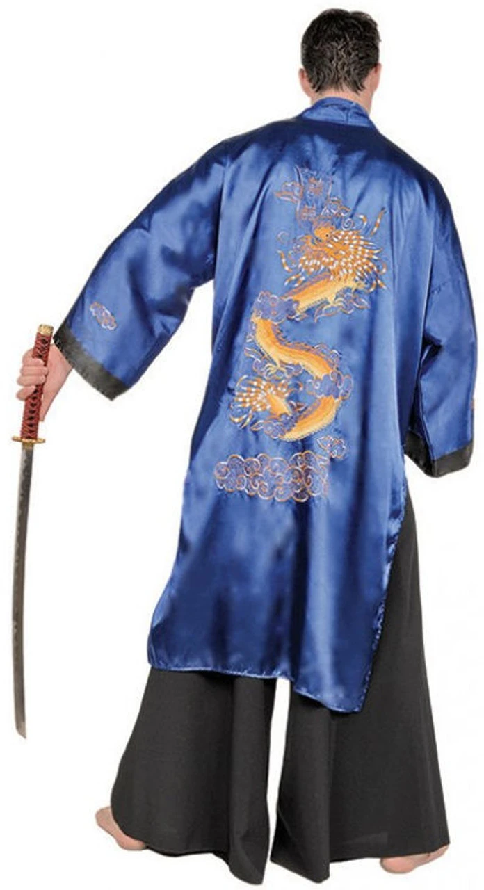 Blue Embroidered Samurai Warrior Plus Size | Mens Costumes 1 Blue Embroidered Samurai Warrior Plus Size | Mens Costumes