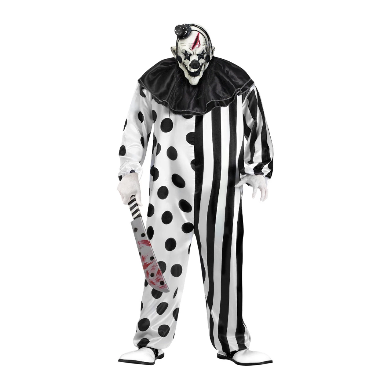 Killer Clown Black And White Plus Size Costume | Horror | Mens Costumes 1 Killer Clown Black And White Plus Size Costume | Horror | Mens Costumes