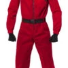 Caper Red Hooded Boilersuit With Belt Costume | Money Heist | Mens Costumes