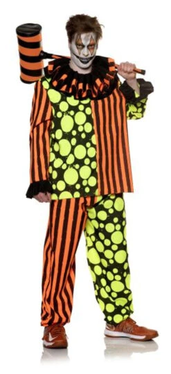 Neon Terror Dark Circus Clown Costume | Horror | Mens Costumes