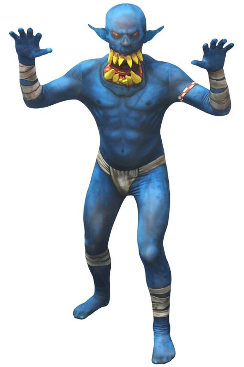 Blue Orc Jaw Dropper Morphsuit | Mythical Creatures | Mens Costumes 2 Blue Orc Jaw Dropper Morphsuit | Mythical Creatures | Mens Costumes - Image 2