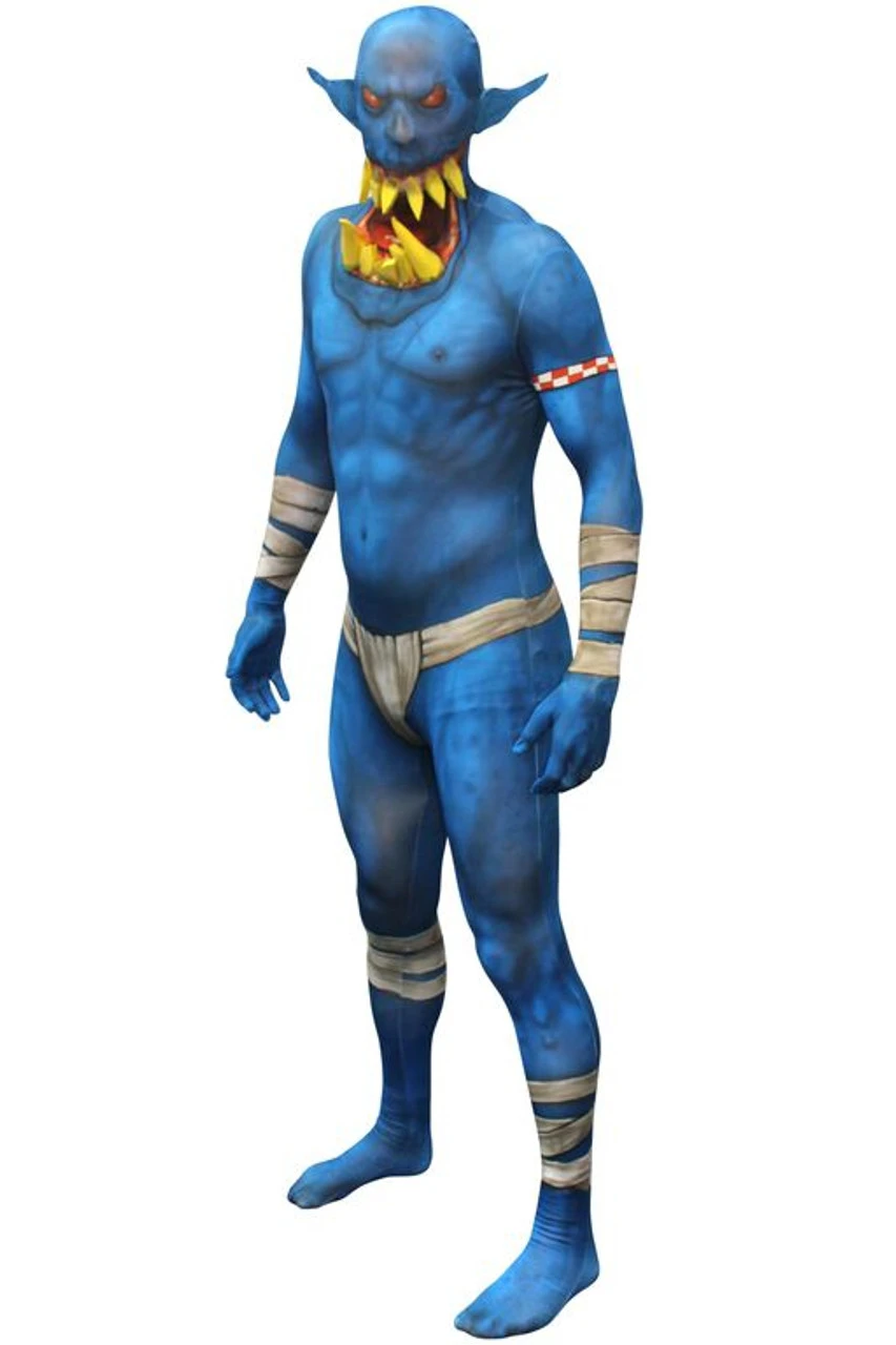 Blue Orc Jaw Dropper Morphsuit | Mythical Creatures | Mens Costumes 1 Blue Orc Jaw Dropper Morphsuit | Mythical Creatures | Mens Costumes