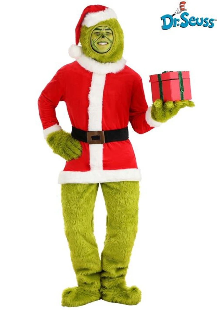 The Grinch Open Face Plus Size Santa Suit | How The Grinch Stole Christmas | Mens Costumes 1 The Grinch Open Face Plus Size Santa Suit | How The Grinch Stole Christmas | Mens Costumes
