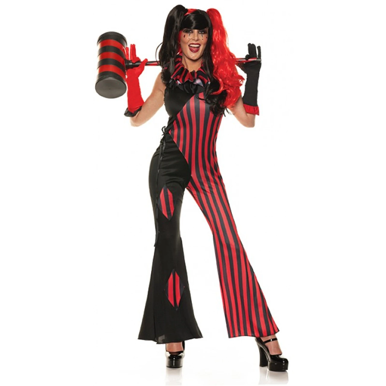 Harley Quinn Misfit Jester Harlequin Jumpsuit | DC | Womens Costumes 1 Harley Quinn Misfit Jester Harlequin Jumpsuit | DC | Womens Costumes