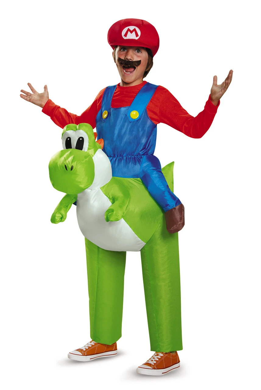 Mario Riding Yoshi Inflatable Ride On Costume | Super Mario Bros | Childrens Costumes 1 Mario Riding Yoshi Inflatable Ride On Costume | Super Mario Bros | Childrens Costumes