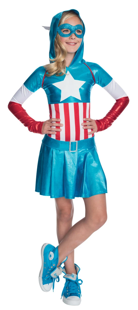Marvel Captain America American Dream Hoodie Dress | Marvel | Childrens Costumes 1 Marvel Captain America American Dream Hoodie Dress | Marvel | Childrens Costumes