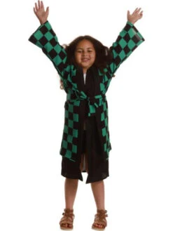 Anime Checkered Kimono Tanjiro Demon Slayer Costume | Demon Slayer | Childrens Costumes