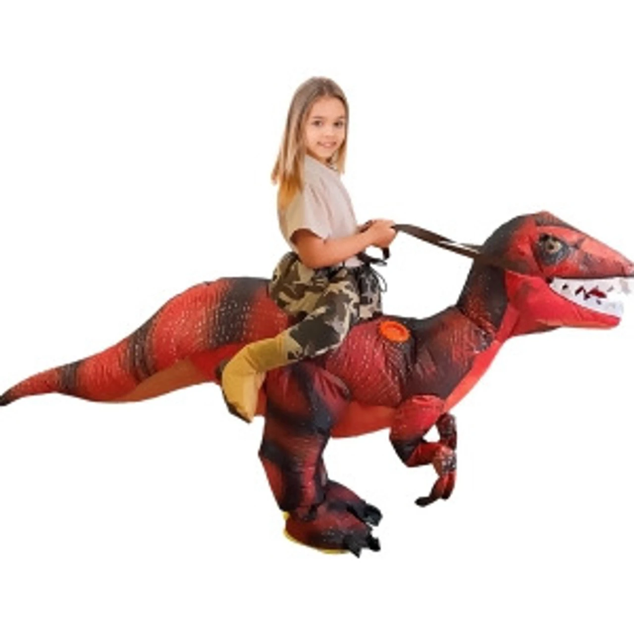 Red Velociraptor Inflatable Ride On Costume | Animals | Childrens Costumes 1 Red Velociraptor Inflatable Ride On Costume | Animals | Childrens Costumes