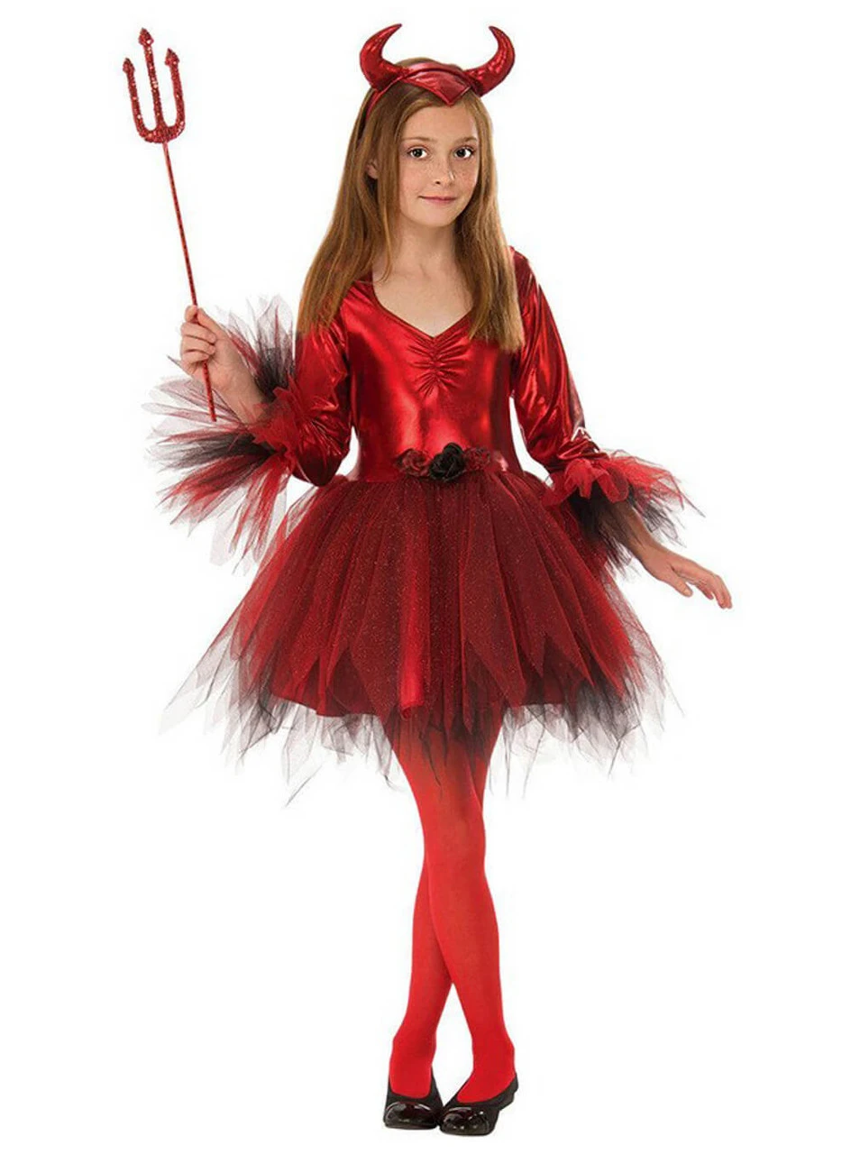 Prima Red Devil Girl Costume | Angels And Devils | Childrens Costumes 1 Prima Red Devil Girl Costume | Angels And Devils | Childrens Costumes