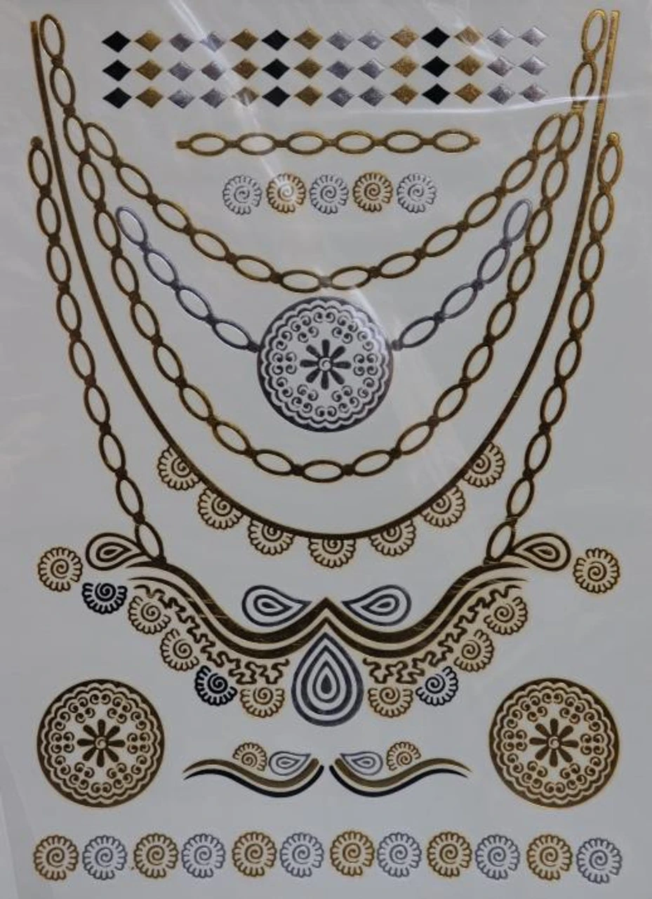 Metallic Tattoos Necklace | Beauty Tattoos | Makeup 1 Metallic Tattoos Necklace | Beauty Tattoos | Makeup