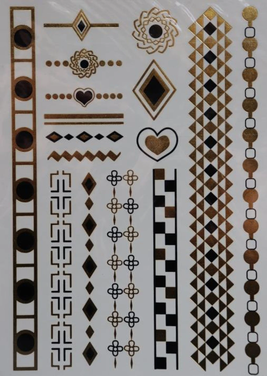 Metallic Tattoos 20's Deco | Beauty Tattoos | Makeup 1 Metallic Tattoos 20's Deco | Beauty Tattoos | Makeup