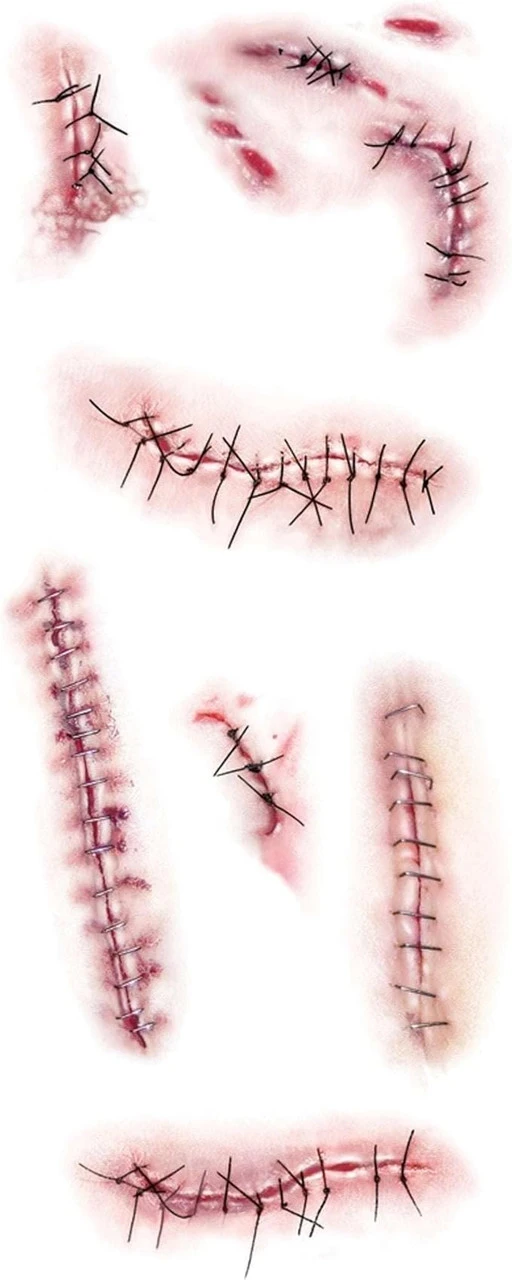Stitched & Stapled Trauma Tattoo FX | Tinsley | Temporary Tattoos 2 Stitched & Stapled Trauma Tattoo FX | Tinsley | Temporary Tattoos - Image 2