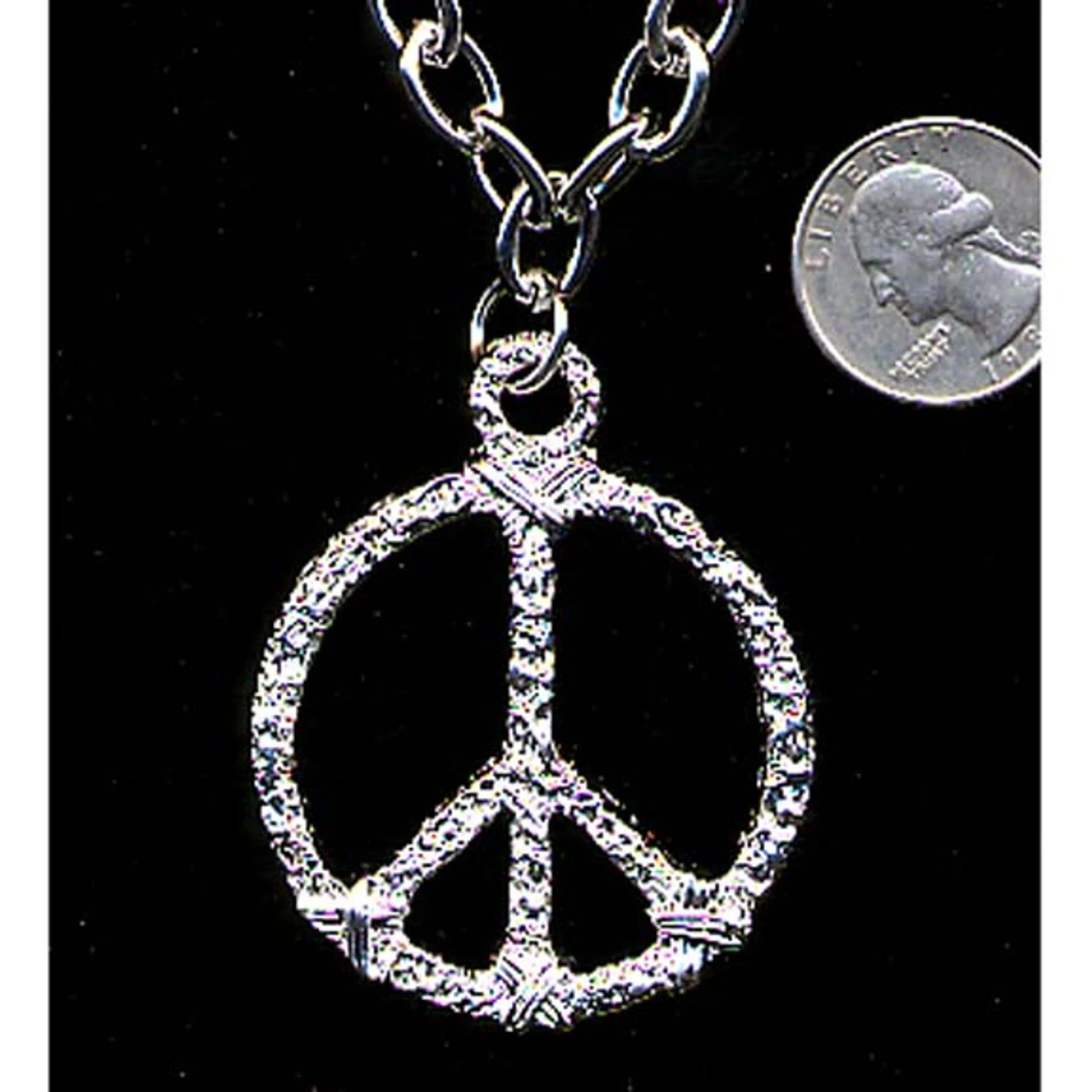 Metal Silver Peace Sign Necklace | 1990s | Accessories 1 Metal Silver Peace Sign Necklace | 1990s | Accessories