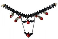 Black Bat Choker With Red Gems | Gothic | Accessories