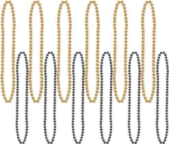 Black And Gold 12 Pack Party Beads | Festivals | Accessories