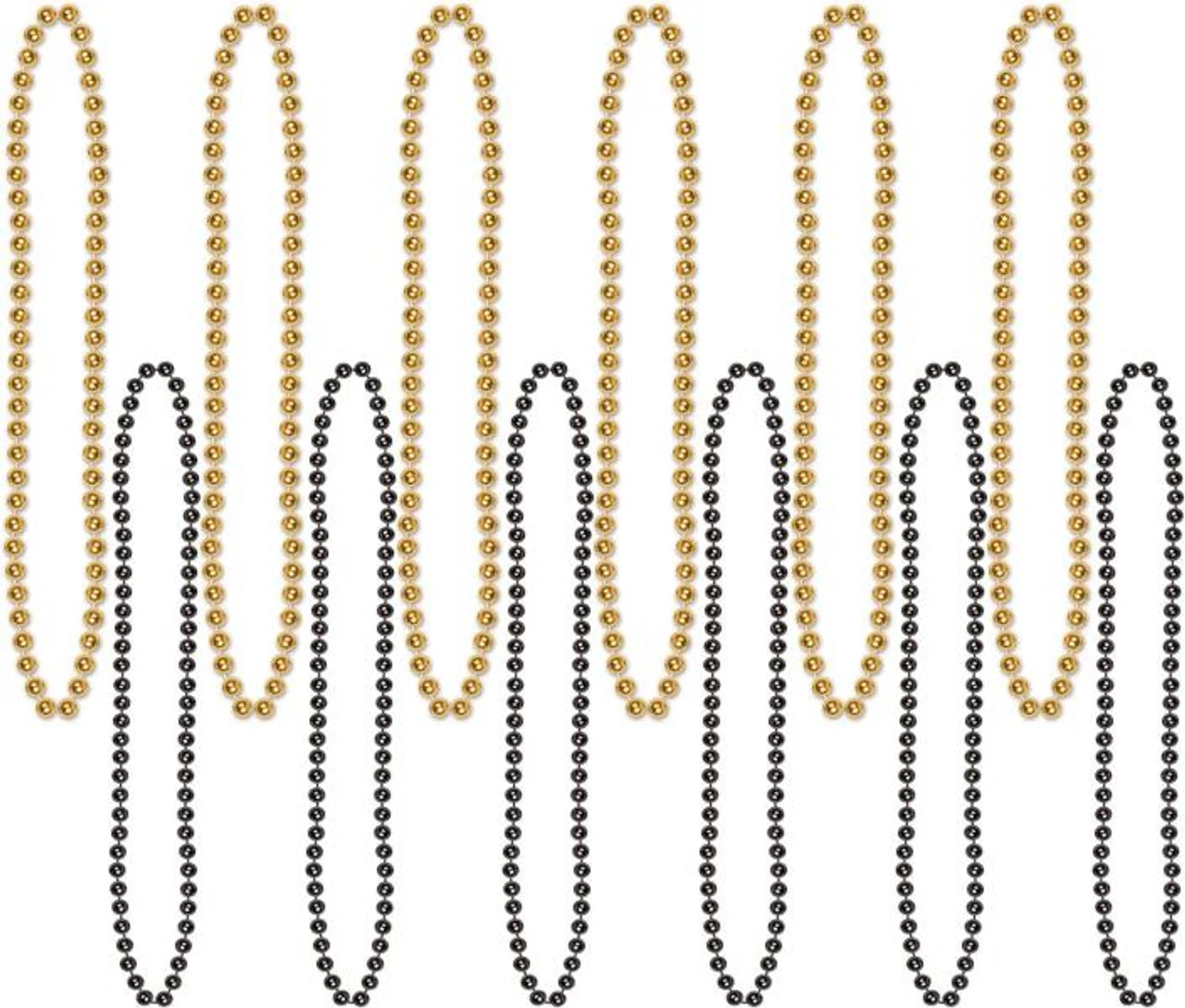 Black And Gold 12 Pack Party Beads | Festivals | Accessories 1 Black And Gold 12 Pack Party Beads | Festivals | Accessories