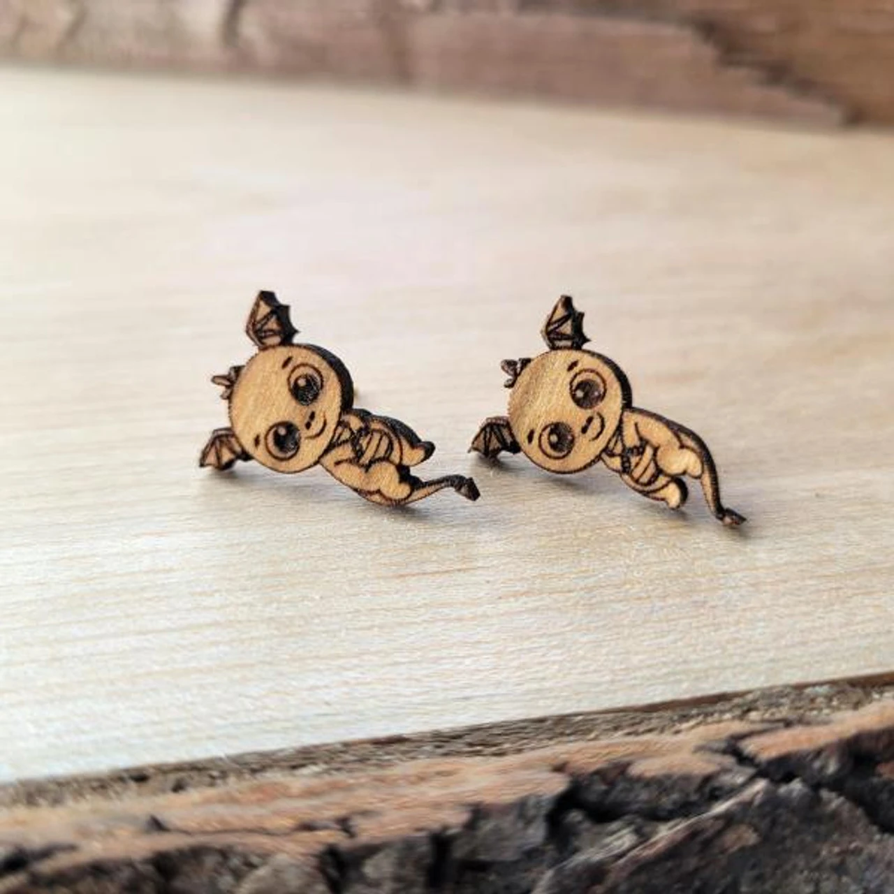 Cherry Cute Flying Winged Dragon Earrings | Fantasy By Numbers | Artisan Crafted Items 1 Cherry Cute Flying Winged Dragon Earrings | Fantasy By Numbers | Artisan Crafted Items