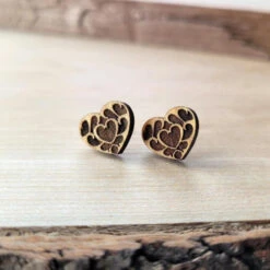 Cherry Fancy Heart Stud Earrings | Fantasy By Numbers | Artisan Crafted Items