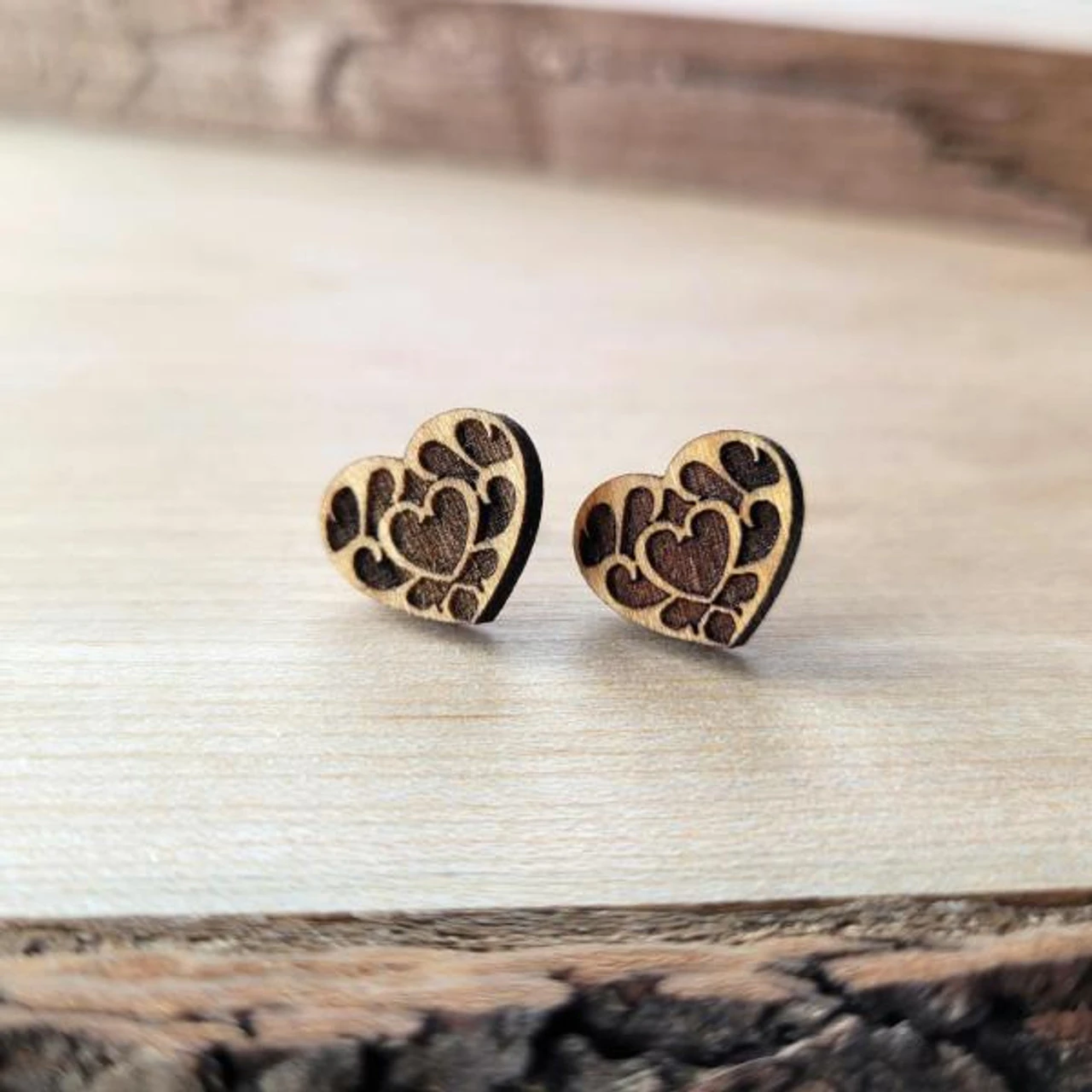 Cherry Fancy Heart Stud Earrings | Fantasy By Numbers | Artisan Crafted Items 1 Cherry Fancy Heart Stud Earrings | Fantasy By Numbers | Artisan Crafted Items