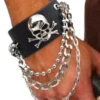 Leather-Like Skull Wristband With Chain | 1990s | Accessories
