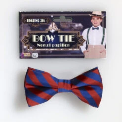 Blue And Red Striped Bow Tie | 1920s | Accessories